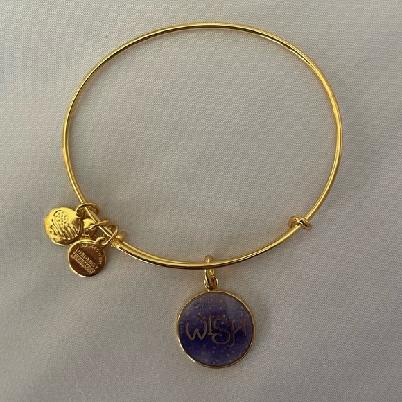 Vintage Alex and Ani Gold “WISH” Charm Expandable Bangle Bracelet - Picture 2 of 4